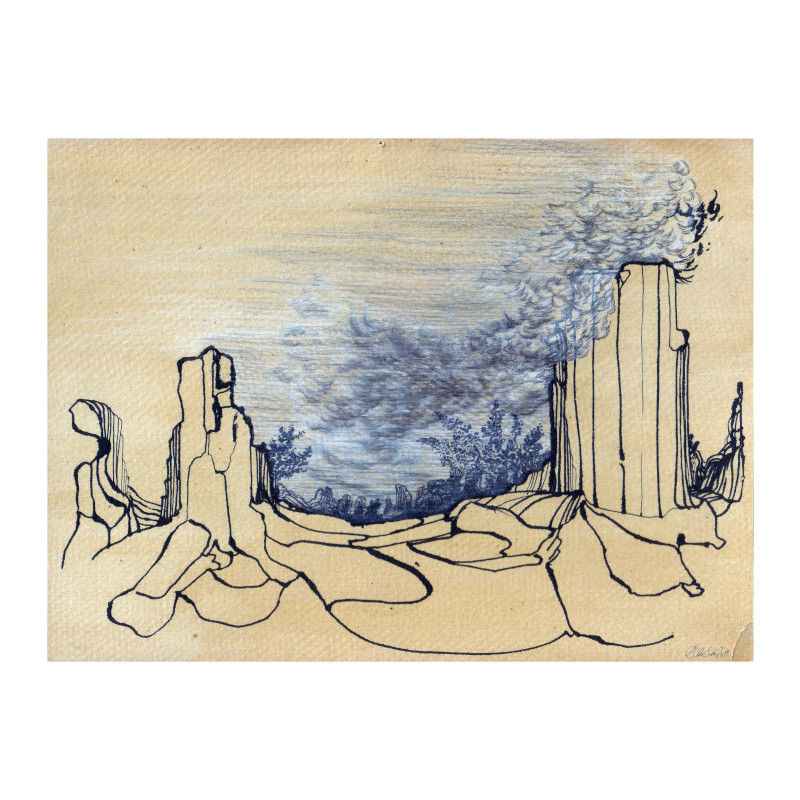 OLA EIBL /// VAGANT / Wolken im Gebirge / Tusche,Bleistift,Pastell auf Karton / 205x280mm / 2011